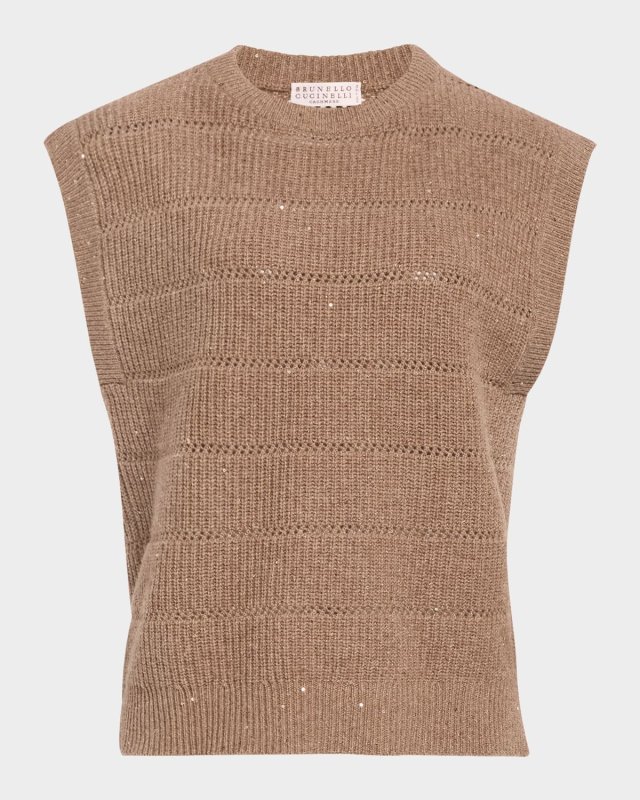 Openwork Pailette Knit Top